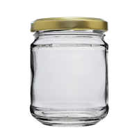 250mL clear glass jar, gold lid 10-pk