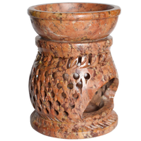Essential Oil and Incense Burner - Round, Ochre-Coloured